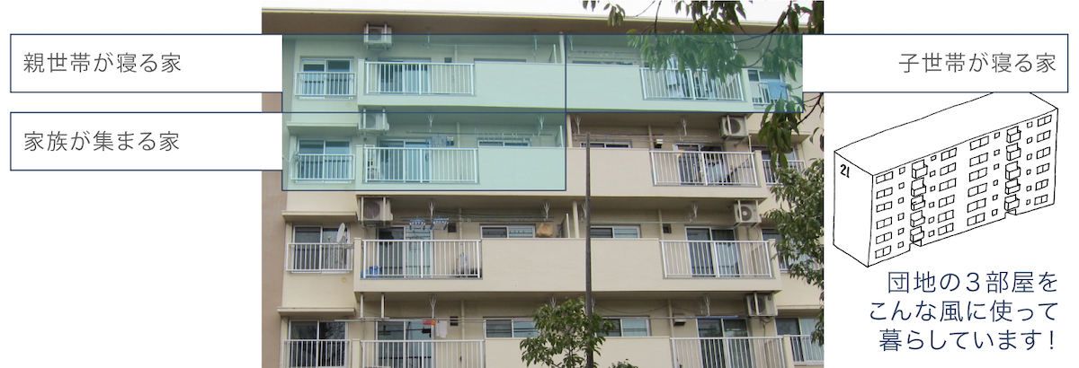 親と娘で同じ団地内に住む。3つの家を使った二世帯ライフ│トトノイ